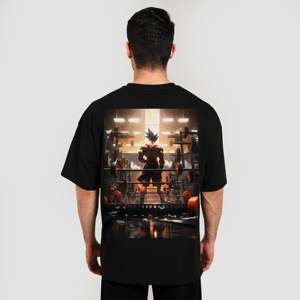 เสื้อยืดโอเวอร์ไซส์ Eternal Fighter สีดำ ผ้าเจอร์ซีย์คอตตอน 100% ระบายอากาศได้ดี 300 กรัม ทรงหลวม พิมพ์ลายใหม่ - Product Image 1