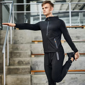 Ensemble de survêtement d'hiver 2 pièces pour hommes, avec capuche, décontracté, uni, grande taille, léger, en molleton, avec pantalon à taille élastique - Product Image 4
