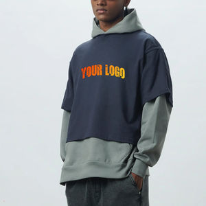 Sweat à capuche thermique double couche en éponge française pour homme sérigraphie personnalisée coupe surdimensionnée pull à capuche en coton lourd - Product Image 1