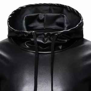 เสื้อฮู้ดดี้หนังแท้คุณภาพสูง 100% แบบยูนิเซ็กซ์ สำหรับฤดูหนาว คอตั้ง พิมพ์ลายดิจิทัล สไตล์สตรีทแวร์ ระบายอากาศได้ดี สีพื้น - Product Image 5