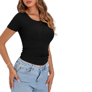 Camiseta de Mujer Transpirable, Tejido Suave, Tacto Liso, Forma Flexible, Ligera, Cómoda, Sensación Aireada, Uso Diario, Ajuste Activo - Product Image 3