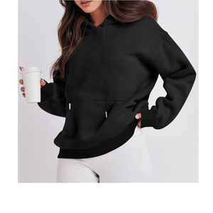 Sudadera con Capucha Extra Grande de Punto para Mujer, con Logotipo Frontal, Bolsillo en la Manga, Estilo Hip-Hop, Corte Holgado, 100% Algodón BD - Product Image 4