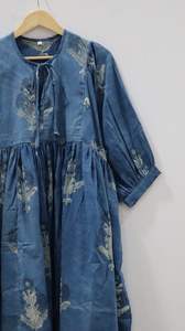 Natural Indigo Midi Maxi vestido suelto silueta patrón Floral Casual fiesta desgaste para verano Mini vestido - Product Image 3