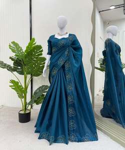 Impresionante Sari de Seda Kanjivaram para Mujer con Elegante Bordado Nupcial y Estilo Tradicional de Boda Sari / Sari / Shari - Product Image 4