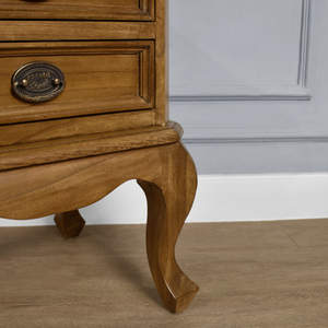 Chantilly Solid Mahogany Wood <b>Bedside</b> Cabinet with Natural Finish High Quality <b>Storage</b> for Apartment Bedroom Use 2 Drawers - Product Image 6