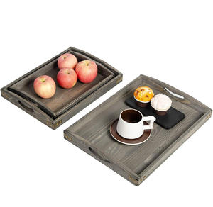 Plateau de service en bois de pin massif durable avec poignées Plateaux décoratifs de ferme rustique de haute qualité pour les vendeurs en ligne Abordable - Product Image 4