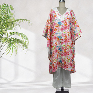 ชุดกะฟตานผ้าฝ้ายปักเลื่อมสไตล์โมเดิร์นสำหรับผู้หญิง ดีไซน์เนอร์ออกแบบ คอวี ทรงหลวม สวมใส่สบายๆ ในฤดูร้อน - Product Image 1