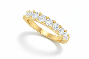 Anillo de Media Eternidad con Diamantes Redondos Engastados en Oro de 14K para Mujer |   Diamante de Corte Brillante de 1.01 Quilates - Product Image 4