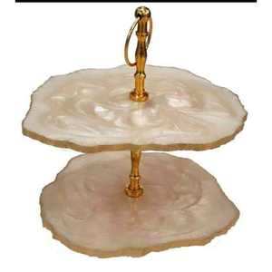 Support à gâteau en résine fait main, écologique, non toxique, peint à la main, couleur magnifique, double étage, taille personnalisable, artisanat - Product Image 2