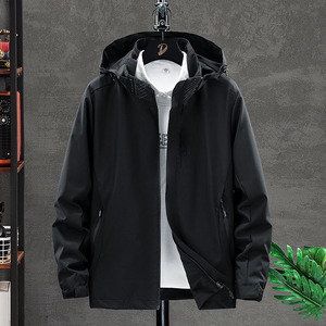 OEM Custom logo Embroidery Printed Design <b>Men's</b> Hooded Windproof and Waterproof Couple Jacket Outdoor Single Layer Jacket - Product Image 3