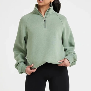 Sweat-shirt décontracté pour femme, manches longues, en coton pur de haute qualité, couleur unie, ample, poids lourd pour l'hiver - Product Image 1