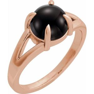 Anillo de compromiso Stuller 72448:182P de moda con cabujón tallado, incrustaciones de acero inoxidable en oro rosa de 14K, estilo vintage y rodio. - Product Image 1