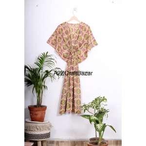 <b>Summer</b> Women's Boho Floral Cotton <b>Kaftan</b> Dress Casual Evening Party Short Maxi Washable Woven Design Gift For Her - Product Image 4