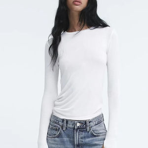 Camiseta de manga larga para mujer, camiseta de manga larga con logotipo estampado personalizado de gran tamaño, ropa informal para mujer, servicio OEM - Product Image 5