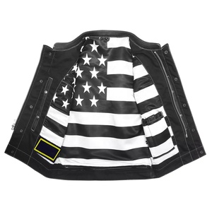 เสื้อกั๊กมอเตอร์ไซค์ขายส่ง แบบสั่งทำพิเศษสำหรับผู้ชาย หนังวัวแท้ เกรด A ผ้าผสมหนัง สำหรับขี่มอเตอร์ไซค์ เสื้อกั๊กหนังสำหรับนักขี่มอเตอร์ไซค์ - Product Image 5