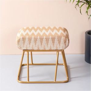 Fancy rectangular footrests ottoman gold metal legs sitting <b>stool</b> usage home hotel room restaurant indoor outdoor living room - Product Image 6