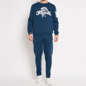 Luxury Custom Bottoms Private Label Retro Men <b>Crewneck</b> Sweat Suit Unisex Tracksuit With Logo Custom Embroidery Sweat Suit - Product Image 1