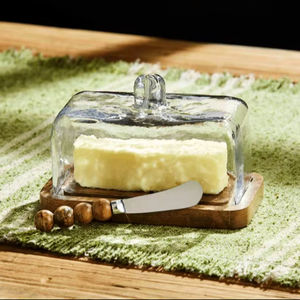 Nouvelle cruche à beurre en bois de manguier et couvercle en verre - Product Image 1