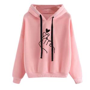 Sweat à capuche unisexe décontracté de couleur unie de taille européenne Sweat à capuche imprimé coeur Fabricant de confiance - Product Image 3