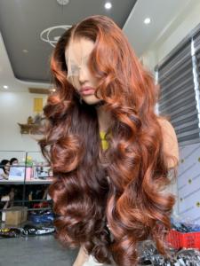 Pelucas de Cabello Humano Virgen de un Solo Donante Vietnamita, Color Naranja Piano, Ondulado - Product Image 2