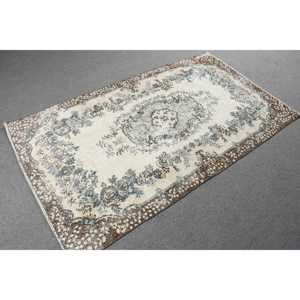 Turkish Rug, 3.7x6.4 ft Vintage Rug, <b>Brown</b> Moroccan <b>Wool</b> Rug - Product Image 4