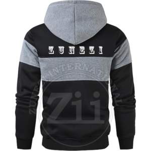 100% algodón polar invierno cremallera hombres sudaderas con capucha y sudaderas logotipo personalizado paneles de talla grande secado rápido transpirable - Product Image 3