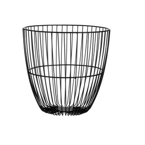 Panier à linge décoratif en fil de fer, style nouveau, personnalisé, finition noire avec revêtement en poudre, avec couvercle en bois, à vendre - Product Image 6