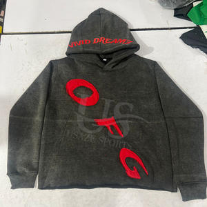 2025 Acide Lavé Survêtement Distressed Applique Brodé 2 Pièces Ensembles Surdimensionné Personnalisé Pull À Capuche et Short Ensemble pour Hommes - Product Image 6