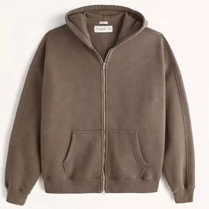 Sudadera con capucha de lana pesada de 400GSM personalizada al por mayor para hombre con doble cremallera y cordón funcional OEM 100% algodón DDP envío - Product Image 4