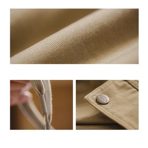 Pantalones Cargo informales con cordón de bolsillo Pantalones de cintura elástica Pantalones caqui rectos sueltos de pierna ancha para mujer - Product Image 6