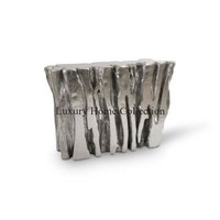 Table console en forme de logo d'arbre, couleur argent métallique, aluminium moulé, design forgé à la main, poli miroir, table d'appoint murale