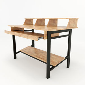 Escritorio Moderno de Diseño Simple de 120x65x90cm en Madera de Caucho con Patas de Hierro y Cajón de Almacenamiento para Dormitorio-SD68005 - Product Image 4