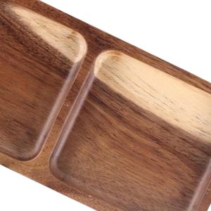 Fourniture d'usine Feuille Forme Acacia Plateau En Bois Compartiment Assiette Divisée pour Plat À Dessert Plateaux De Service En Bois avec Section - Product Image 5
