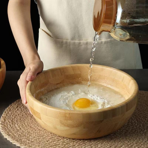 Bol à pétrir en bambou et en bois massif léger de style japonais, personnalisé avec logo, en gros - Product Image 1