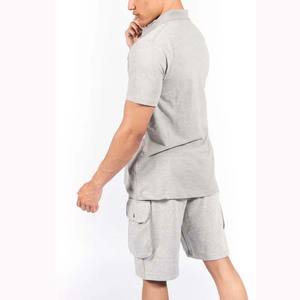Conjuntos de camisetas polo y pantalones cortos en blanco al por mayor ropa de hombre de dos piezas de talla grande algodón de calle transpirable hombres conjunto doble 2024 - Product Image 5