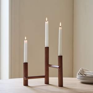 <b>Wooden</b> Candle <b>Holder</b> for 3 Taper Candles Minimalist Modern Design Rustic Solid Wood Candle Stand for Dining Table Home Decor - Product Image 5