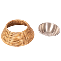 Bol de nourriture pour animaux de compagnie en rotin, accessoires pour animaux de compagnie fabriqués à partir de matériaux naturels et décoration de la maison élégante, vente en gros.