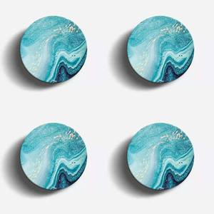 <b>Ceramic</b> Blue Marble <b>Coasters</b>, Home Decorative Round Marble <b>Coaster</b> Set, Onyx <b>Coasters</b> - Product Image 1
