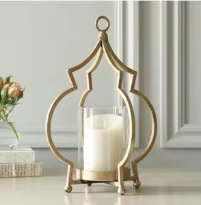 Lanterne décorative moderne en métal doré avec poignée, élégant porte-bougie pour la maison, fête, Ramadan, Thanksgiving, mariage - Product Image 6