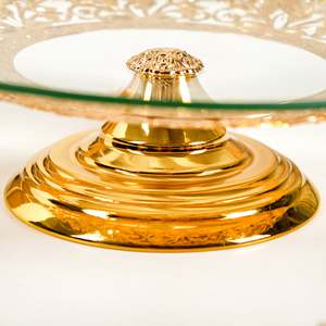 Socle décoratif de luxe élégant en fer et verre pour décoration de table ronde et accessoire - Product Image 3