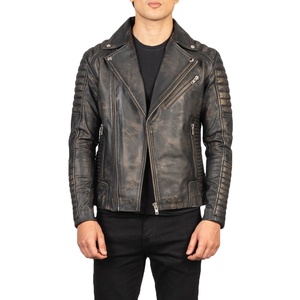 Hot Selling Men's Sheep Skin Leather Jacket Canvas Stand Collar Waterproof Eco-Friendly Winter Fashion - Product Image 1