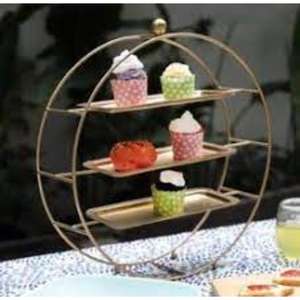 Antique Bronze Finish Metal Cupcake Stand with Intricate Cutout Details for Timeless Dessert Presentations - Product Image 3