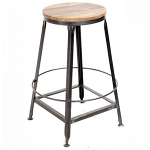 Taburete grande de diseño hecho a mano de Metal de alambre de hierro de estilo moderno para decoración de muebles de Bar y Hotel, taburete para sentarse, uso superior de madera - Product Image 2