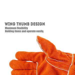 Guantes de Trabajo de Cuero Vacuno de Alta Calidad, Resistentes al Calor y al Agua, Color Naranja Estándar, para Soldadura - Product Image 3