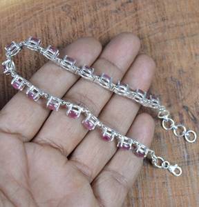 Pink Tourmaline 925 Sterling <b>Silver</b> Luxury <b>Charm</b> Adjustable <b>Bracelet</b> Handmade Gemstone Jewelry Women GIA Certified Elegant Gift - Product Image 1