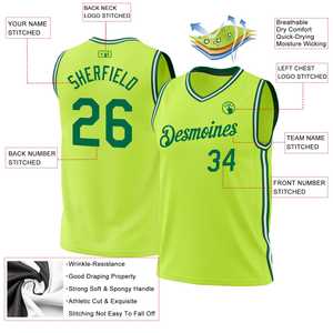 Ensemble de maillots de basket-ball personnalisés pour hommes séchage rapide imprimé sublimation design vert fluo uniformes personnalisables pour maillots de basket-ball - Product Image 2