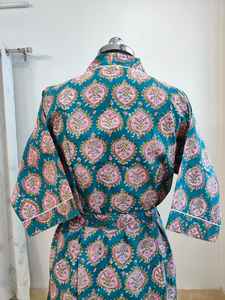 Batas Kimono 100% Algodón, Hermoso Vestido Kimono de Algodón, Kimono de Algodón con Estampado Floral Indio, Regalos Más Vendidos para Ella y Él, Ropa de Estar en Casa - Product Image 5