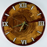 Horloge murale personnalisée en résine époxy et bois craquelé, double face, avec aiguilles en quartz, style antique, design moderne pour salon