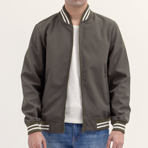 Chaqueta universitaria de lana con logotipo personalizado al por mayor para hombre, chaqueta universitaria de bombardero de béisbol con bolsillos y botones con cierre - Product Image 1