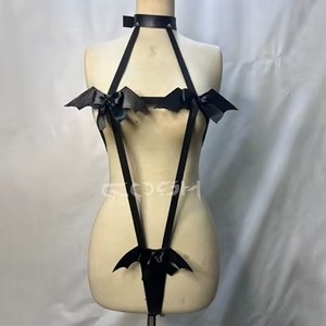 Lencería de cosplay de murciélago para mujer, micro bikini, disfraz de diablo para Halloween, conjunto de arnés con tirantes tipo babydoll - Product Image 2